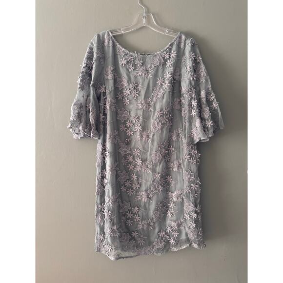 Sundance New Floral Applique Flutter Sleeve Dress - Picture 1 of 7